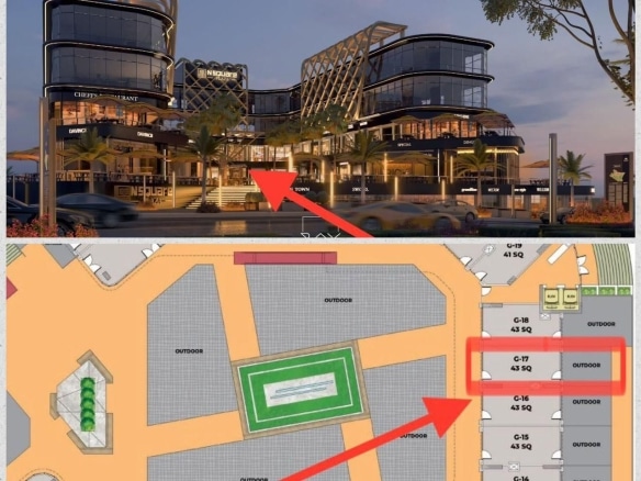 محل تجاري 43 م داخلي +20 متر خارجي دور ارضي في الواجهه مباشرة في N SQUARE MALL